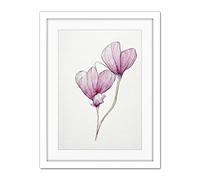 Doppelganger33 LTD Simple Pink Cyclamen Flower Modern Watercolour Illustration Minimalist Artwork Framed Wall Art Print 18X24 Inch