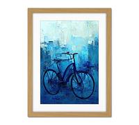 Doppelganger33 LTD Single Blue Bicycle Modern Artwork Framed Wall Art Print 18X24 Inch