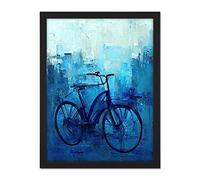 Doppelganger33 LTD Single Blue Bicycle Modern Artwork Framed Wall Art Print 18X24 Inch