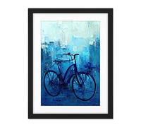 Doppelganger33 LTD Single Blue Bicycle Modern Artwork Framed Wall Art Print 18X24 inch