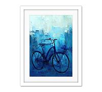 Doppelganger33 LTD Single Blue Bicycle Modern Artwork Framed Wall Art Print 18X24 Inch
