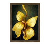 Doppelganger33 LTD Single Detailed Golden Yellow Orchid Flower Artwork Framed Wall Art Print 18X24 Inch