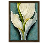 Doppelganger33 LTD Single White Calla Lily Flower Petal Detail Artwork Framed Wall Art Print A4