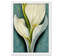 Doppelganger33 LTD Single White Calla Lily Flower Petal Detail Artwork Framed Wall Art Print A4