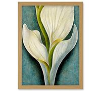 Doppelganger33 LTD Single White Calla Lily Flower Petal Detail Artwork Framed Wall Art Print A4