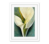 Doppelganger33 LTD Single White Calla Lily Flower Petal Detail Modern Artwork Framed Wall Art Print 18X24 Inch
