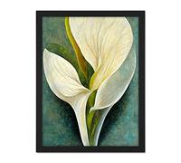 Doppelganger33 LTD Single White Calla Lily Flower Petal Detail Modern Artwork Framed Wall Art Print 18X24 Inch
