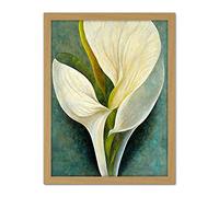Doppelganger33 LTD Single White Calla Lily Flower Petal Detail Modern Artwork Framed Wall Art Print 18X24 Inch