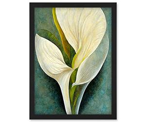Doppelganger33 LTD Single White Calla Lily Flower Petal Detail Modern Artwork Framed Wall Art Print A4