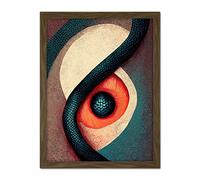 Doppelganger33 LTD Snake Eyes Abstract Scales Teal Red Artwork Framed Wall Art Print 18X24 Inch