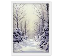 Doppelganger33 LTD Snowed In Again Winter Tranquil Landscape Artwork Framed Wall Art Print A4