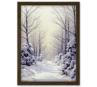 Doppelganger33 LTD Snowed In Again Winter Tranquil Landscape Artwork Framed Wall Art Print A4