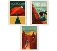 Doppelganger33 LTD Space Mars Travel Advert Pack 3 Posters 12x16 '' Unframed Art Prints