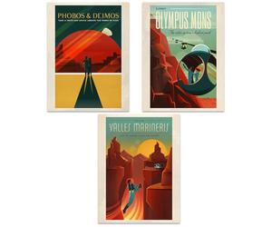 Doppelganger33 LTD Space Mars Travel Advert Pack 3 Posters 12x16 '' Unframed Art Prints