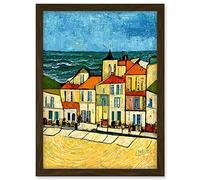 Doppelganger33 LTD Spain Costa Brava Seaside Van Gogh Style Modern Artwork Framed A3 Wall Art Print
