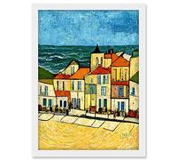 Doppelganger33 LTD Spain Costa Brava Seaside Van Gogh Style Modern Artwork Framed A3 Wall Art Print