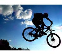 Doppelganger33 LTD Sport Mountain Bike Silhouette Jump Bicycle Canvas Art Print