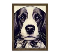 Doppelganger33 LTD Springer Spaniel Puppy Dog Portrait Drawing Artwork Framed Wall Art Print 18X24 Inch