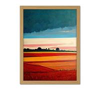 Doppelganger33 LTD Stampa artistica da parete con cornice colorata e moderna, paesaggio di campagna, multicolore, 40 x 50 cm