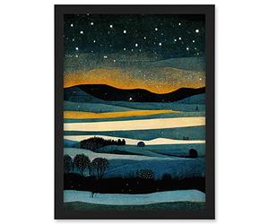 Doppelganger33 LTD Star Filled Twilight Landscape Painting Artwork Framed A3 Wall Art Print
