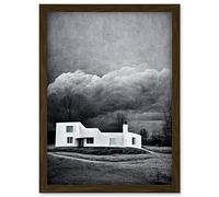 Doppelganger33 LTD Stark White House In Storm Artwork Framed Wall Art Print A4
