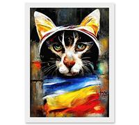 Doppelganger33 LTD Street Cat Third Eye Psy-Fi Portrait Artwork Framed A3 Wall Art Print