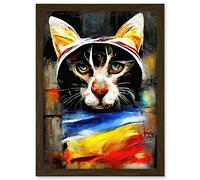 Doppelganger33 LTD Street Cat Third Eye Psy-Fi Portrait Artwork Framed A3 Wall Art Print