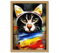 Doppelganger33 LTD Street Cat Third Eye Psy-Fi Portrait Artwork Framed Wall Art Print A4