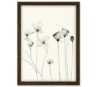 Doppelganger33 LTD Stylish Flower Illustration Line Drawing With Black Ink Artwork Framed Wall Art Print A4