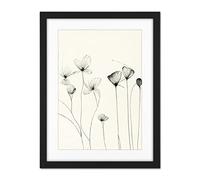 Doppelganger33 LTD Stylish Flower Illustration Line Drawing with Black Ink Artwork Framed Wall Art Print 18X24 inch