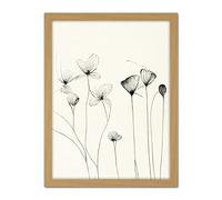 Doppelganger33 LTD Stylish Flower Illustration Line Drawing with Black Ink Artwork Framed Wall Art Print 18X24 inch