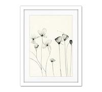 Doppelganger33 LTD Stylish Flower Illustration Line Drawing with Black Ink Artwork Framed Wall Art Print 18X24 inch