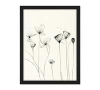 Doppelganger33 LTD Stylish Flower Illustration Line Drawing with Black Ink Artwork Framed Wall Art Print 18X24 inch