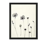 Doppelganger33 LTD Stylish Minimalist Flower Illustration Line Drawing With Black Ink Artwork Framed Wall Art Print 18X24 Inch