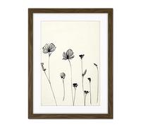 Doppelganger33 LTD Stylish Minimalist Flower Illustration Line Drawing with Black Ink Artwork Framed Wall Art Print 18X24 inch