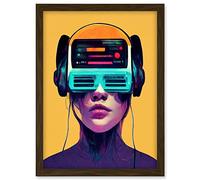 Doppelganger33 LTD The Gamer Streaming VR Headset Retro Futurist Kids Artwork Framed A3 Wall Art Print