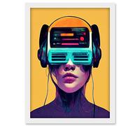 Doppelganger33 LTD The Gamer Streaming VR Headset Retro Futurist Kids Artwork Framed A3 Wall Art Print