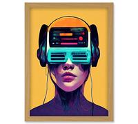 The Gamer Streaming VR Headset Retro Futurist Kids Artwork Framed Wall Art Print A4 Artery8 Light Oak One Size