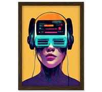 Doppelganger33 LTD The Gamer Streaming VR Headset Retro Futurist Kids Artwork Framed Wall Art Print A4