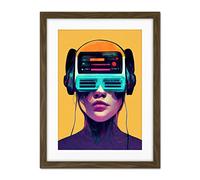 Doppelganger33 LTD The Gamer Streaming VR Headset Retro Futurist Kids Artwork Framed Wall Art Print 18X24 Inch