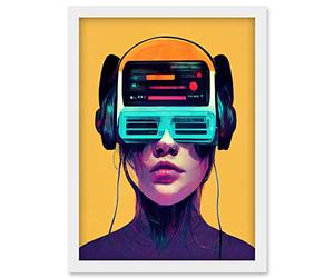 Doppelganger33 LTD The Gamer Streaming VR Headset Retro Futurist Kids Artwork Framed Wall Art Print A4