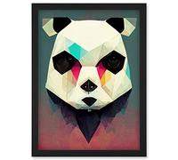 Doppelganger33 LTD The Polygon Panda Modern Abstract Bear Head Artwork Framed Wall Art Print A4