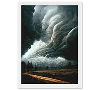 Doppelganger33 LTD The Storm Rolls In Oil Painting Clouds Countryside Artwork Framed Wall Art Print A4
