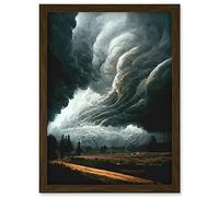 Doppelganger33 LTD The Storm Rolls In Oil Painting Clouds Countryside Artwork Framed Wall Art Print A4