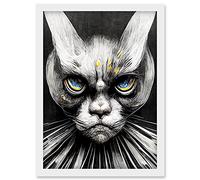 Doppelganger33 LTD The Sultan Of Cat Land Fantasy Gothic Cat Portrait Artwork Framed Wall Art Print A4