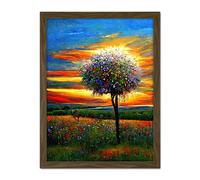Doppelganger33 LTD The Wildflower Tree Summer Meadow Oil Painting Artwork Framed Wall Art Print 18X24 inch