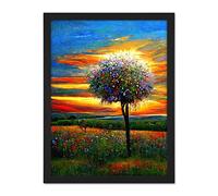 Doppelganger33 LTD The Wildflower Tree Summer Meadow Oil Painting Artwork Framed Wall Art Print 18X24 inch
