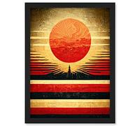 Doppelganger33 LTD Tokyo Sunrise Minimalist Industrial Red Black Artwork Framed A3 Wall Art Print