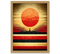 Doppelganger33 LTD Tokyo Sunrise Minimalist Industrial Red Black Artwork Framed A3 Wall Art Print