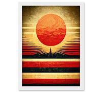 Doppelganger33 LTD Tokyo Sunrise Minimalist Industrial Red Black Artwork Framed Wall Art Print A4